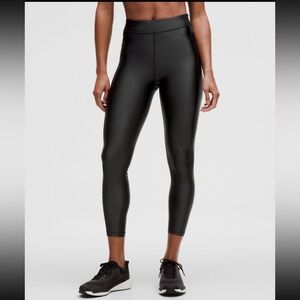 Lululemon 25” High-Waisted Black Shine Satin Tights Size 6